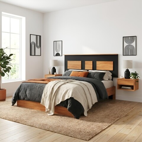 Respaldo de Cama Nordik – MDP Premium con Apliques (160 cm) - Negro / Cinamomo Respaldo de Cama Nordik – MDP Premium con Apliques (160 cm) - Negro / Cinamomo