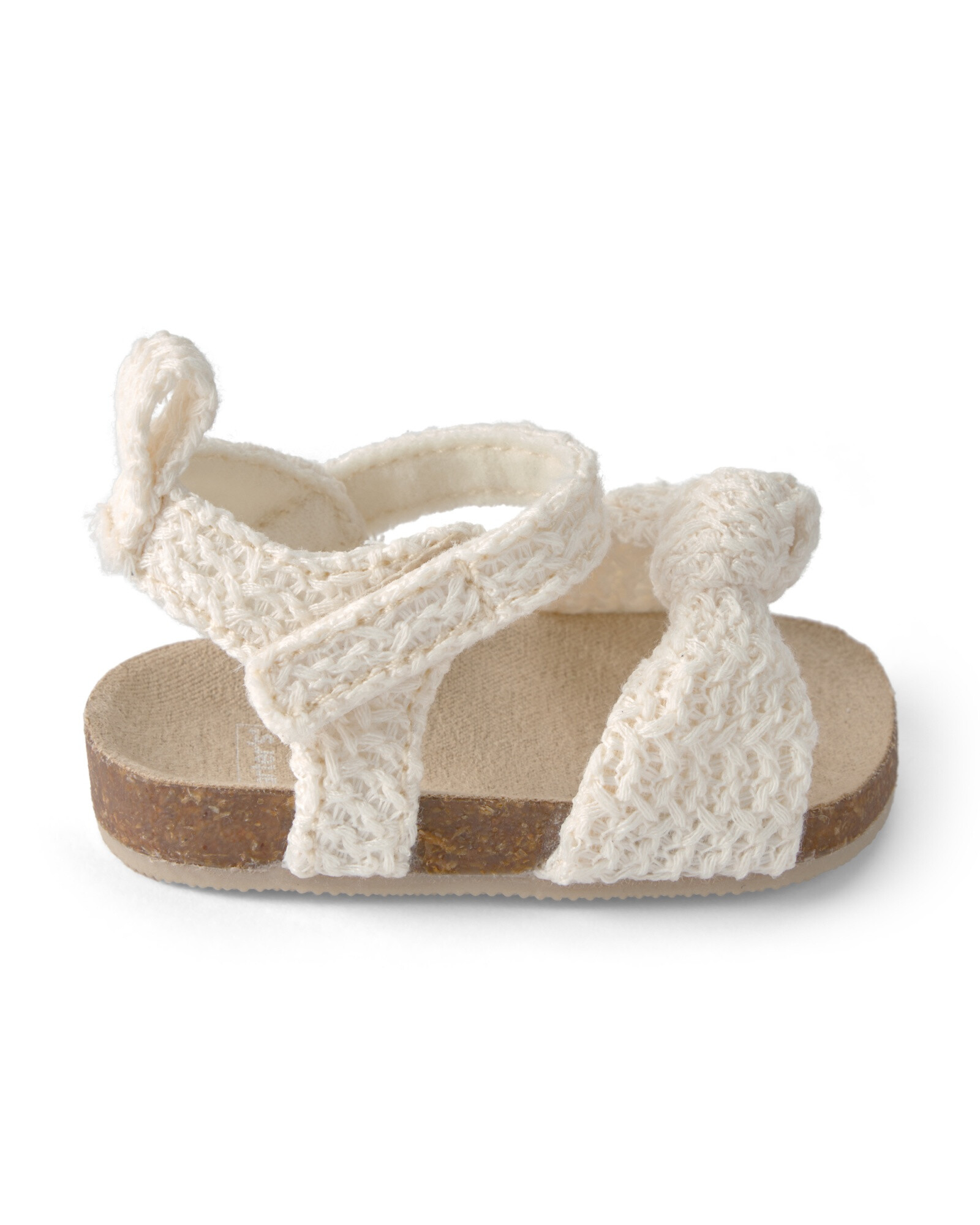Sandalias crochet con velcro, en color crema Sin color