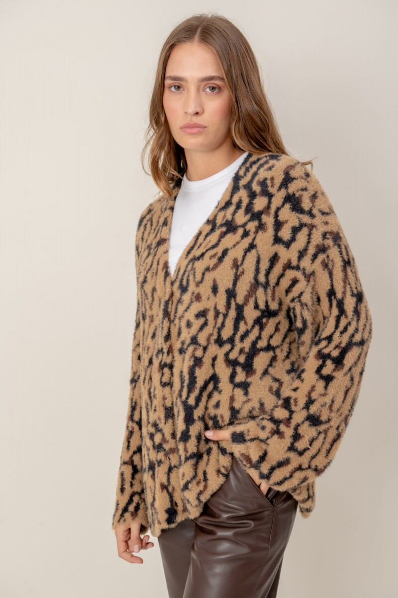 Cárdigan Animal Print - Beige 