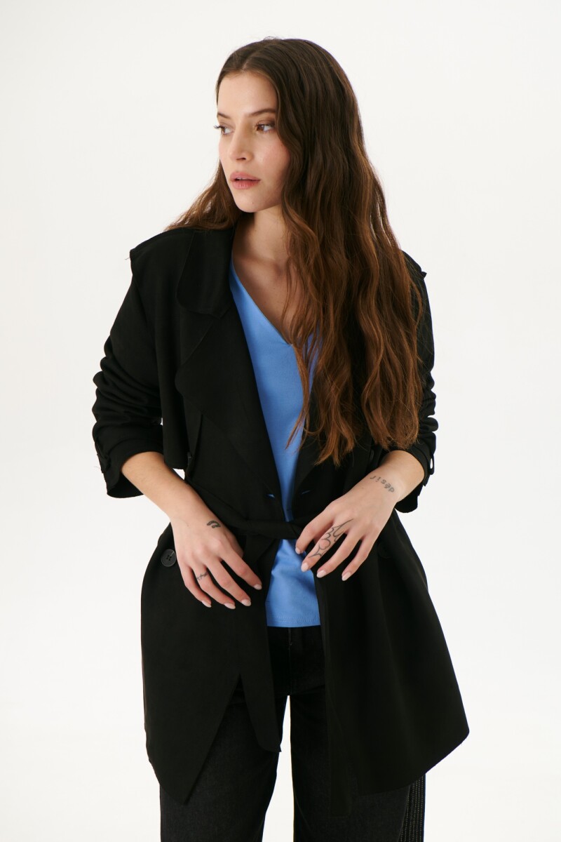 TRENCH SUEDE NEGRO