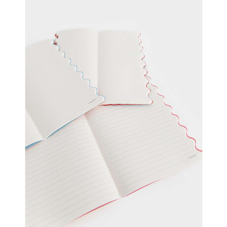 Set De 3 Libretas Con Bordes Ondulados Combinacion Multicolor