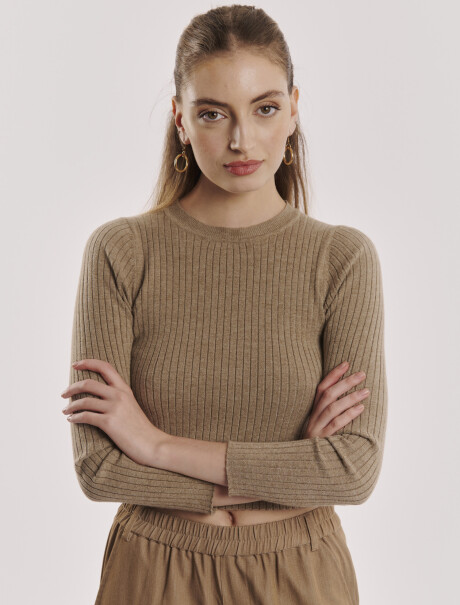 Remera rib beige