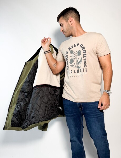 Parka abrigada con capucha desmontable Simba Oliva