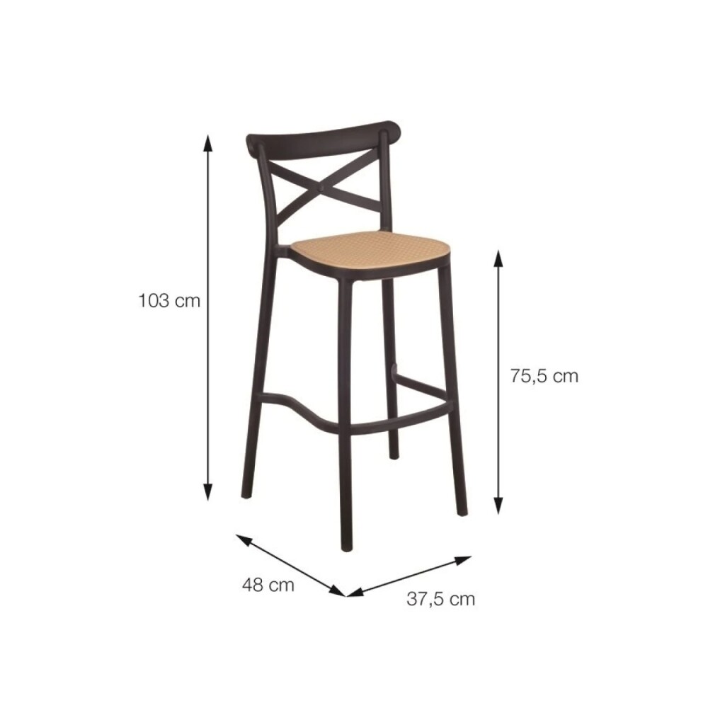 Taburete Plats - Simil Ratan Negro