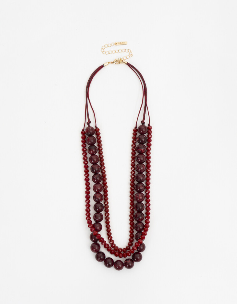 Collares Cortos Acrilico Collar Corto Layer Beads - Rojo Medio