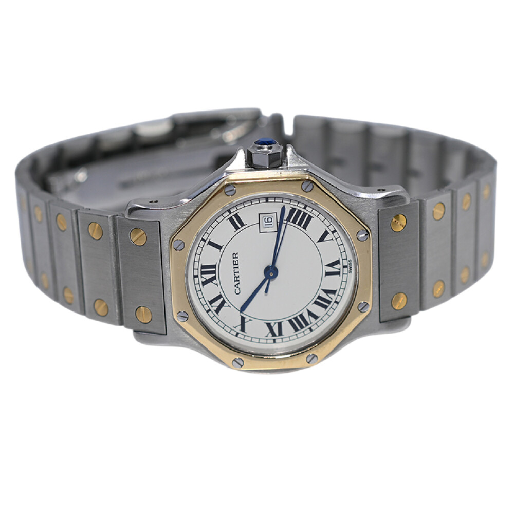 Cartier Santos Octagon unisex modelo 2966 automático con calendario, acero y oro Cartier Santos Octagon unisex modelo 2966 automático con calendario, acero y oro