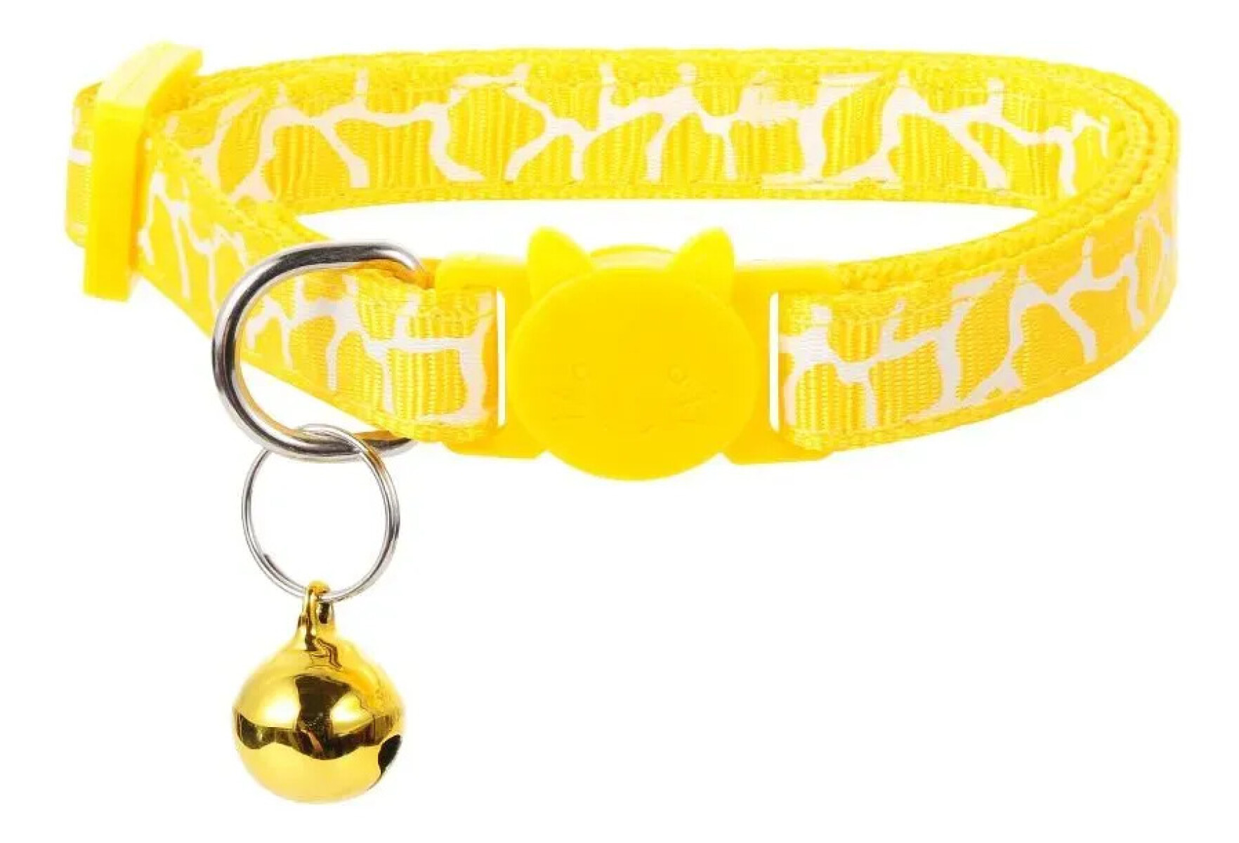 Collar Para Gatos Animal Print Con Cascabel - AMARILLO 
