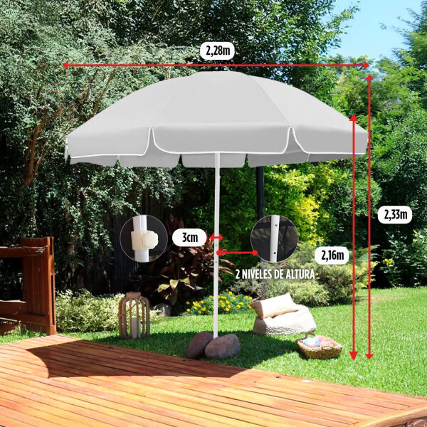 Sombrilla De Playa Reforzada 2.30m Grande Jardin Patio Con Filtro Uv Imback Color Blanco Sombrilla De Playa Reforzada 2.30m Grande Jardin Patio Con Filtro Uv Imback Color Blanco