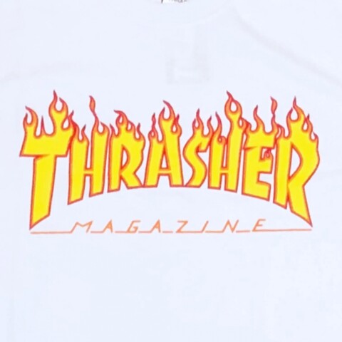 REMERA THRASHER FLAME LOGO White