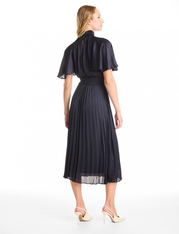 Vestido Saten Plisado MARINO