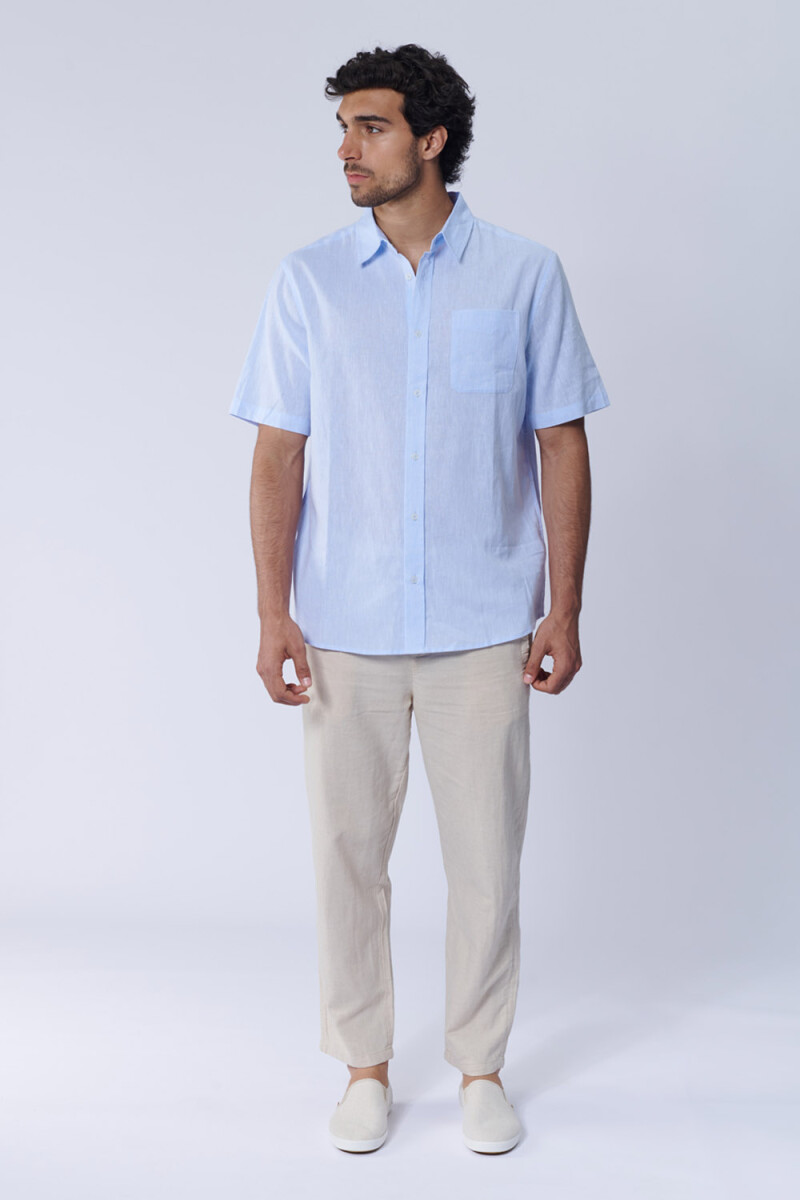 Camisa lino Celeste