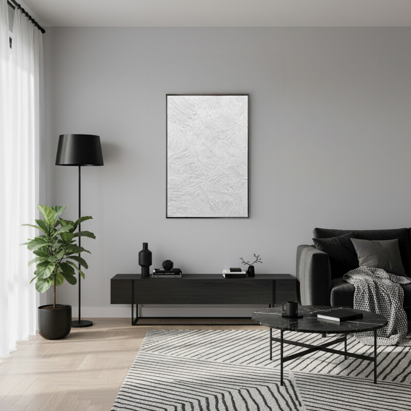 CUADRO CANVAS 60x90cm MARCO NEGRO PINTURA BLANCO 1 CUADRO CANVAS 60x90cm MARCO NEGRO PINTURA BLANCO 1