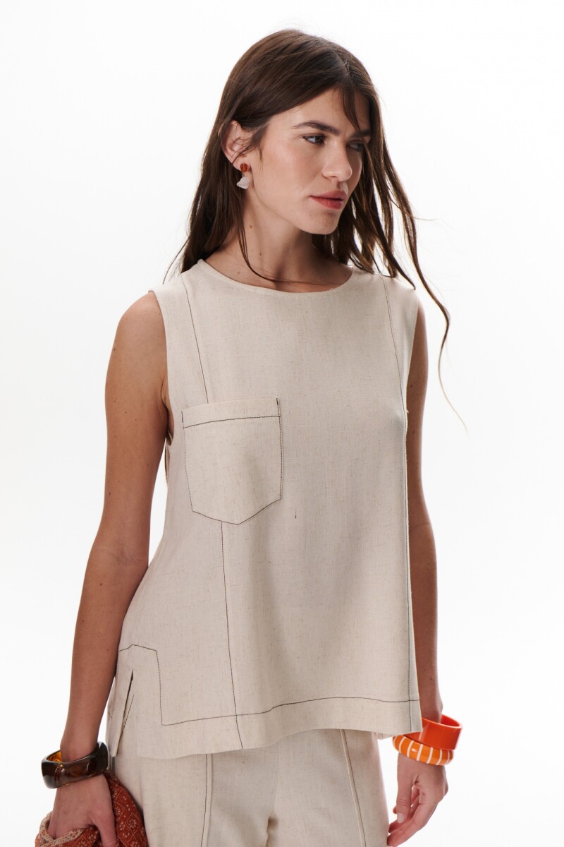 TOP LINO POCKET BEIGE