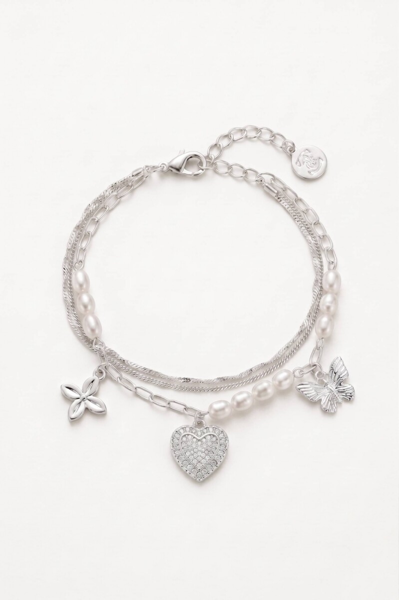 Pulsera cord dije cora y sol - plateado 