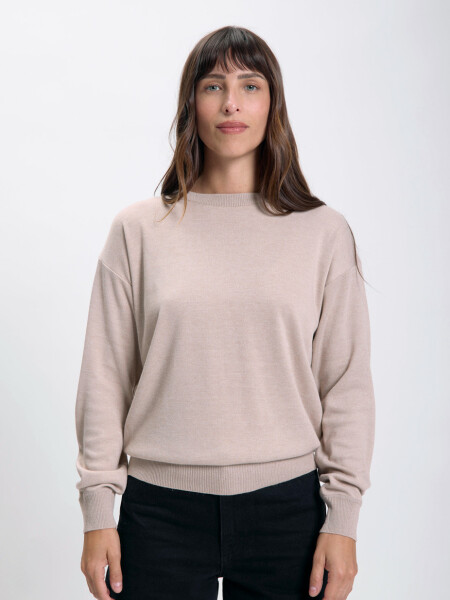 Buzo tejido cuello a la base Beige