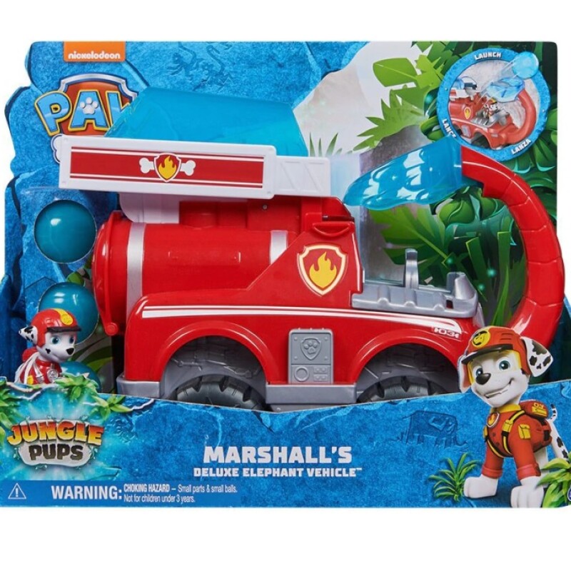 PAW Patrol Jungle Pups - Camión de bomberos de elefante Marshall con lanzador de proyectiles PAW Patrol Jungle Pups - Camión de bomberos de elefante Marshall con lanzador de proyectiles