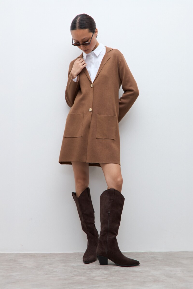 Sacón con bolsillos tostado melange