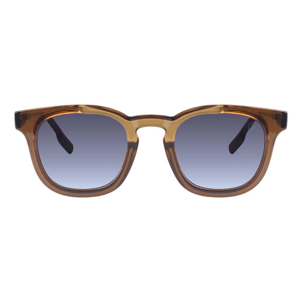 Lentes De Sol One Piece Cuadrado De Acetato Degradado Azul/Caramelo