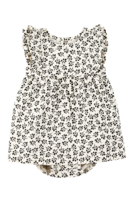 Vestido de algodón, diseño floral Sin color