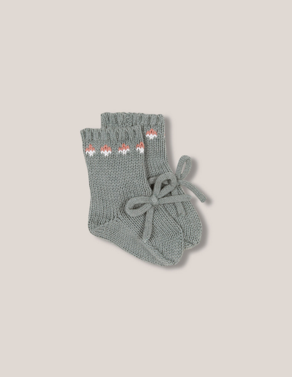 Patucos Con Jacquard - Verde Seco 