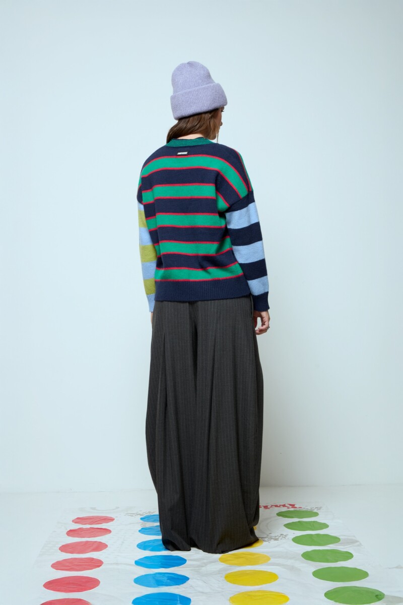 Sweater tejido franjas multicolor