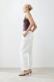 Pantalón wide leg pinzado crudo