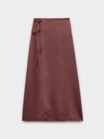 Falda Midi Con Cruce 100% Lyocell marron