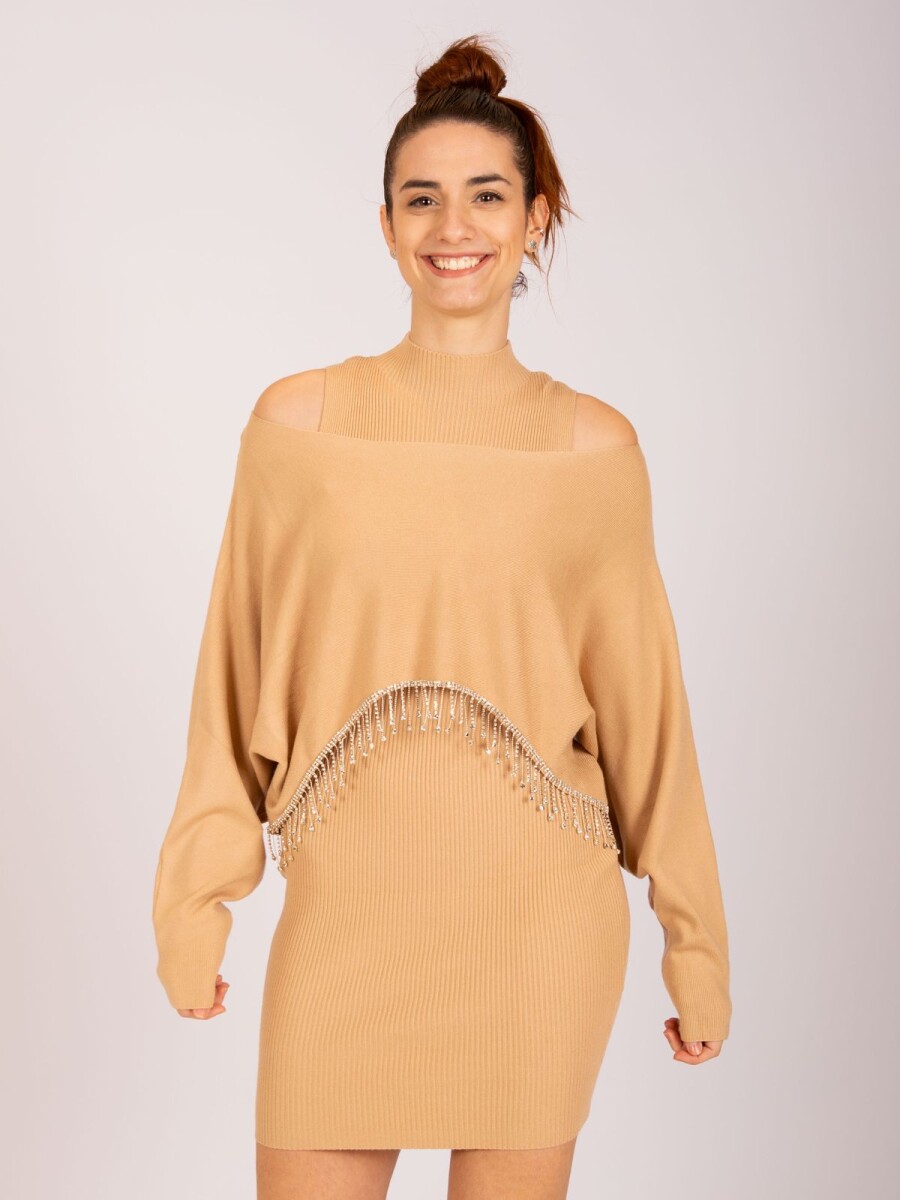 Vestido con sweater - Camel 