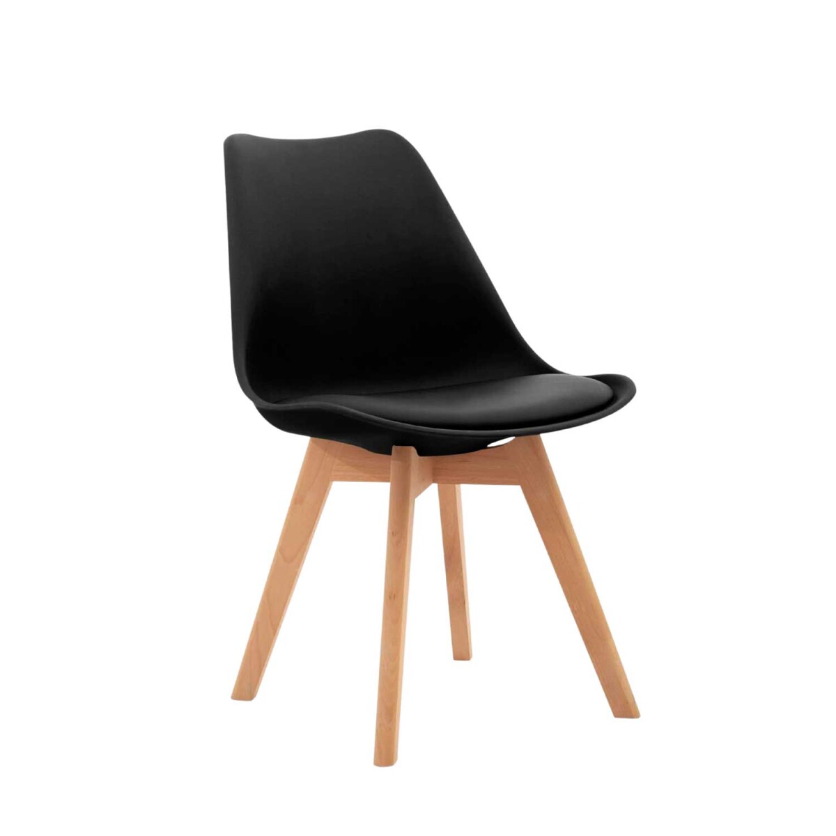 Silla Eames acolchonada con patas de madera 