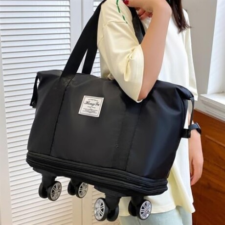 Bolsa plegable con rueditas para viaje Negro