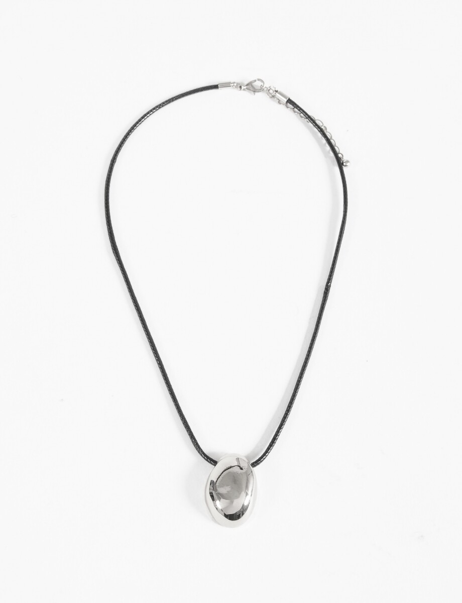 Collar cordón dije ovalado - plateado 
