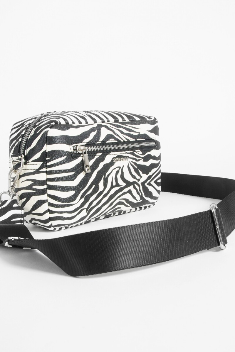 Bandolera básica con bolsillo print negro