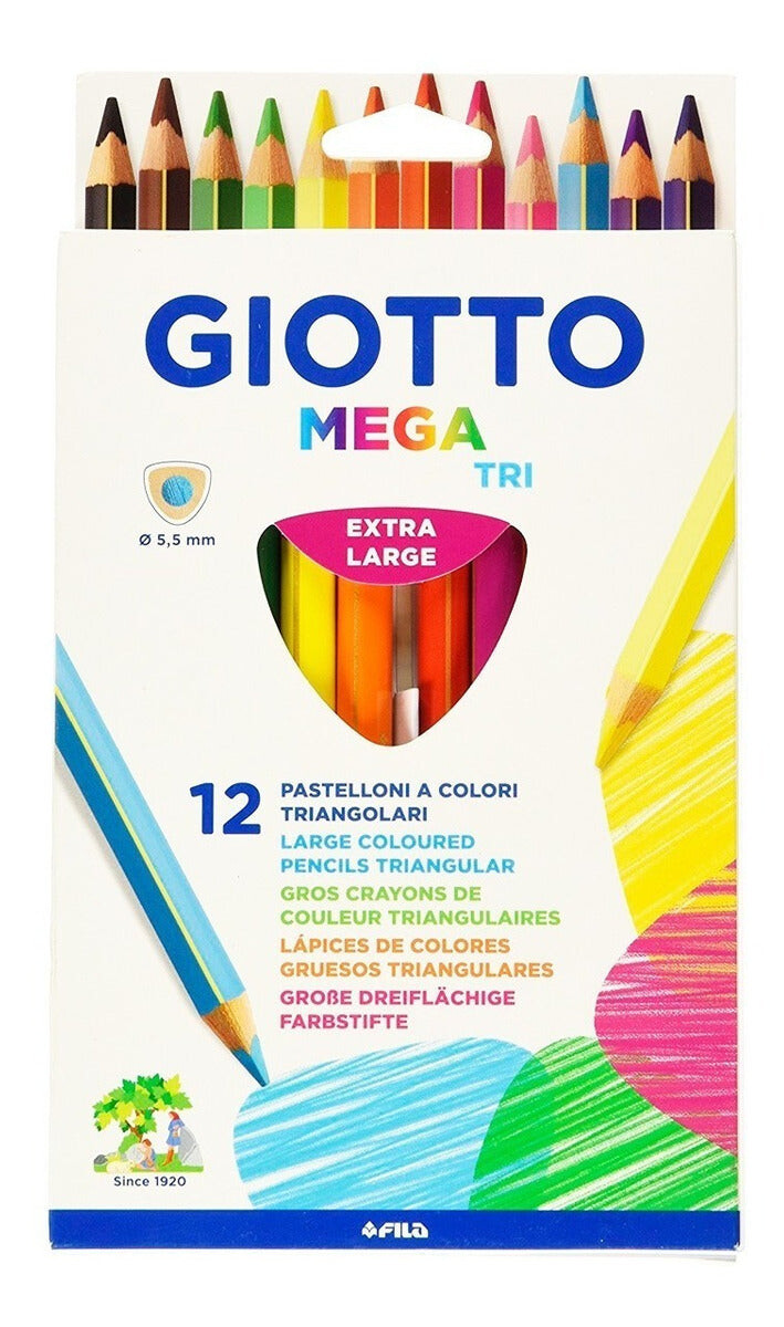 Lápices Colores Giotto X12 Mega Tri Punta Gruesa 