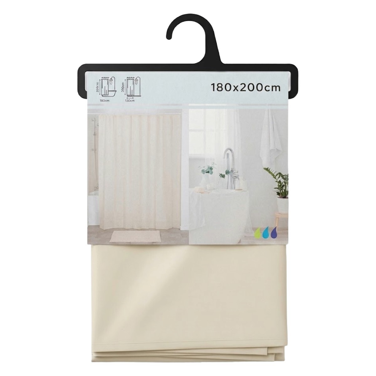 CORTINA BEIGE 180X200CM P/BAÑO 