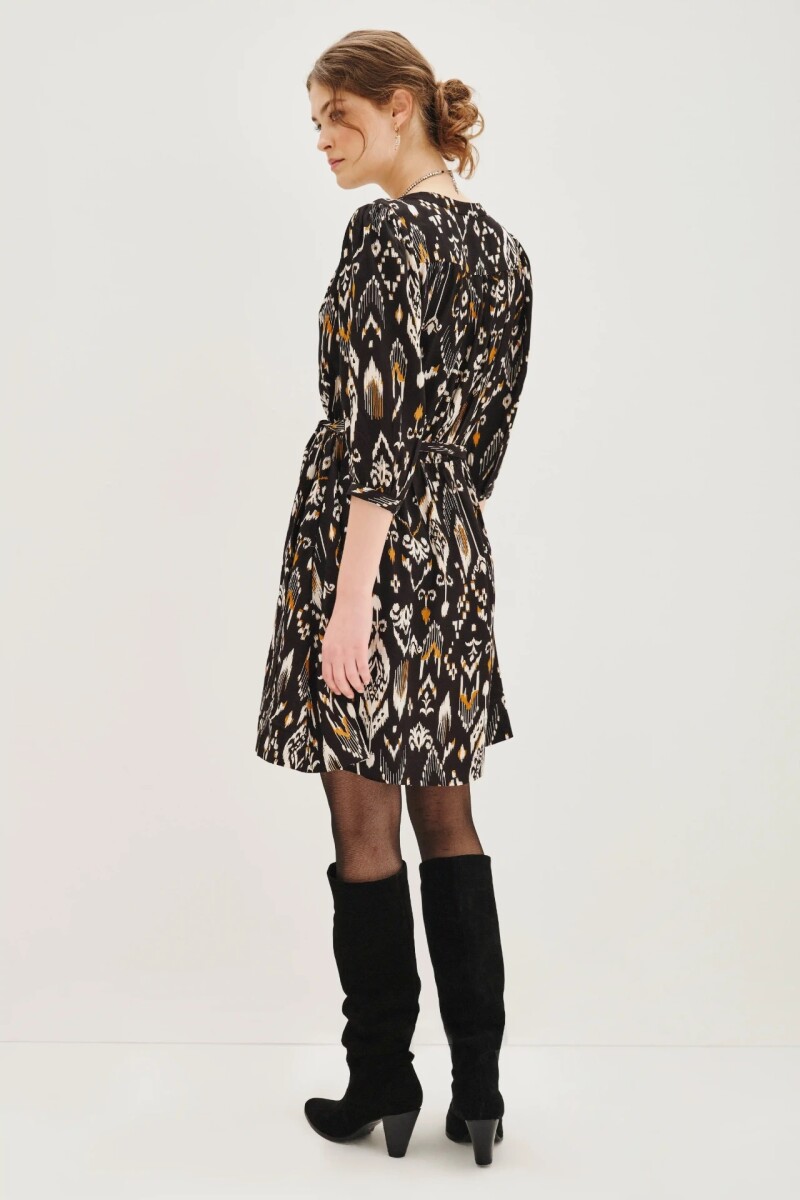 Vestido Cocktail Ikat Negro