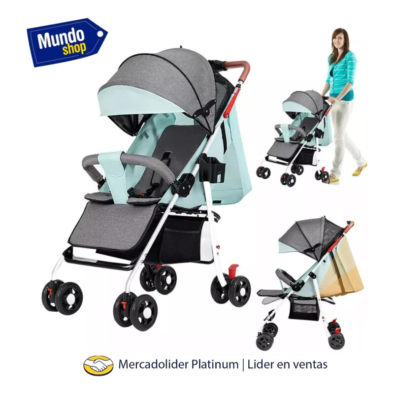 Coche De Paseo Para Bebe 4 Ruedas Chasis Blanco Verde