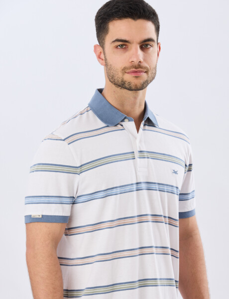 REMERA POLO RAYADA JERSEY Blanco