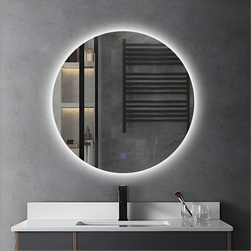 Espejo Redondo Con Luz Led Sin Marco 80cm Diametro Tactil Blanco