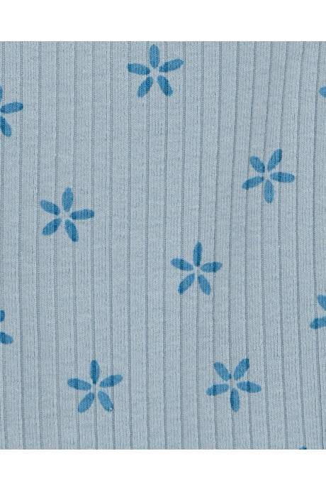 Pantalón de algodón acanalado, diseño floral Sin color