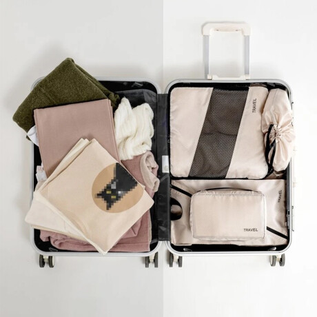 Set de 6 organizadores de ropa para viaje Beige