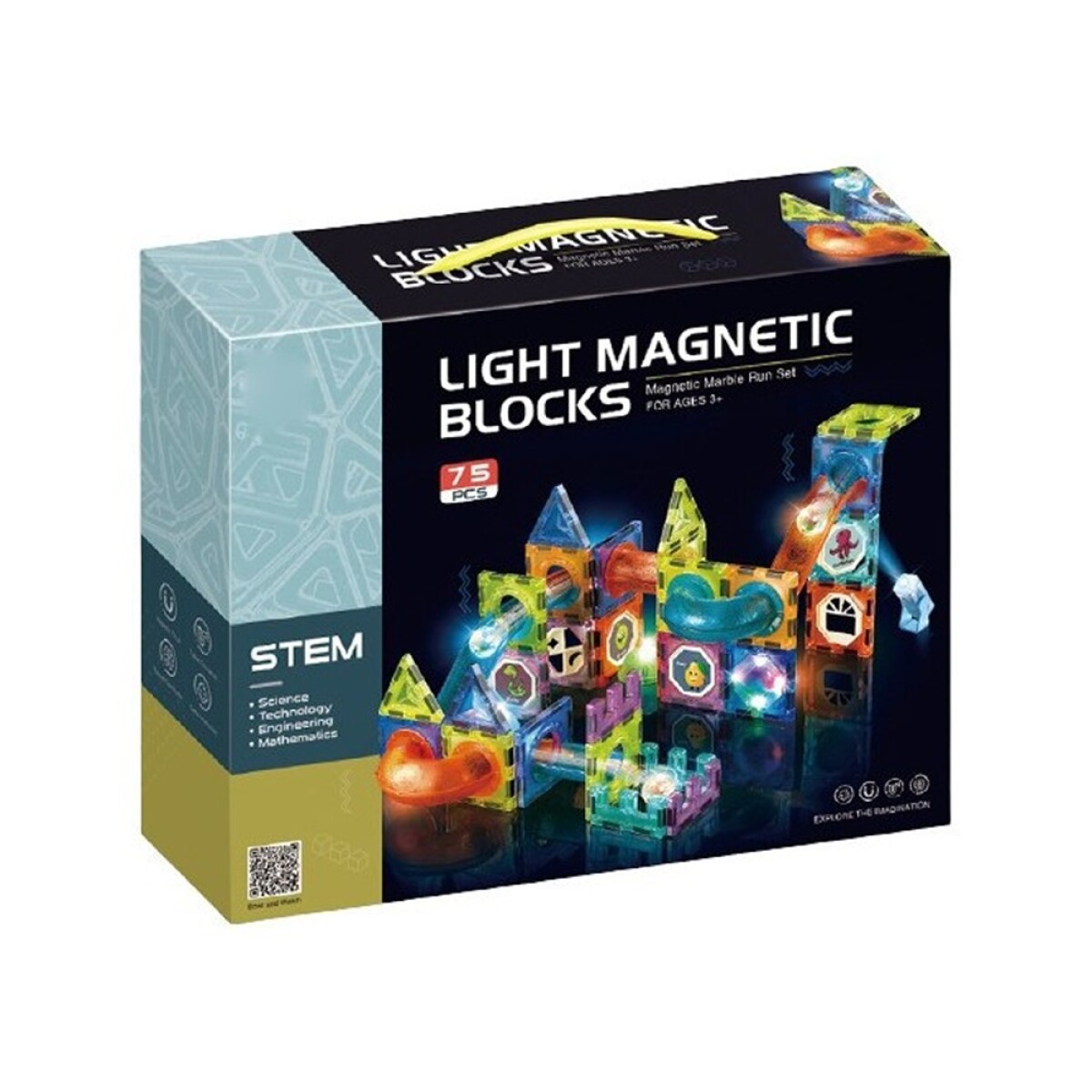 Bloques Construcción Magnéticos c/Luces Pista Laberinto 75Pz - Multicolor 