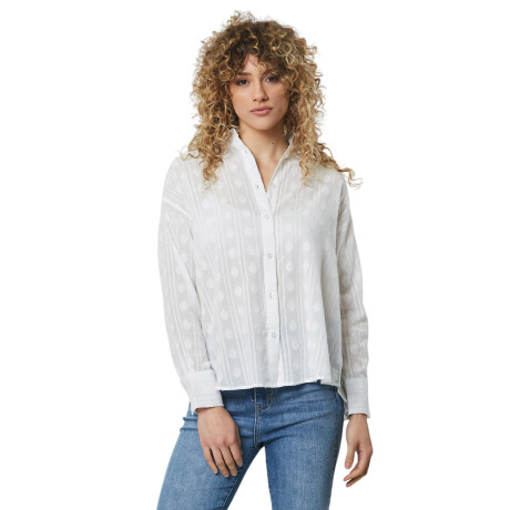 Camisa de Algodón Texturada para Dama UFO Vega Blanco Blanco