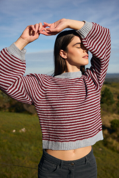Sweater Fiber Rayas Bordeaux