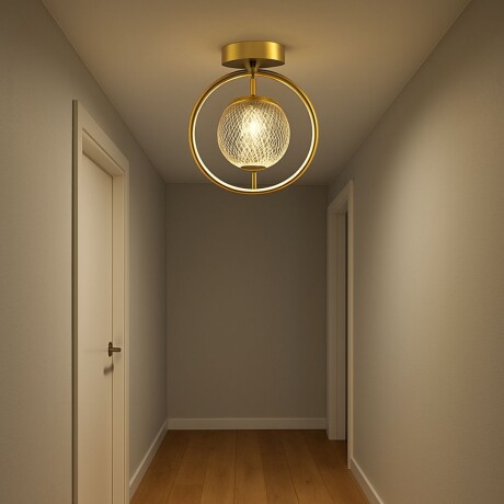 Aplique de techo led diseño anillo y bocha facetada Aplique de techo led diseño anillo y bocha facetada