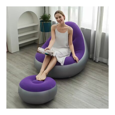 Sillón Puf Inflable Con Posa Pies 100Kg Varios Colores MORADO