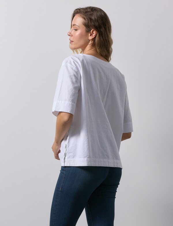 Blusa Algodon Botones BLANCO