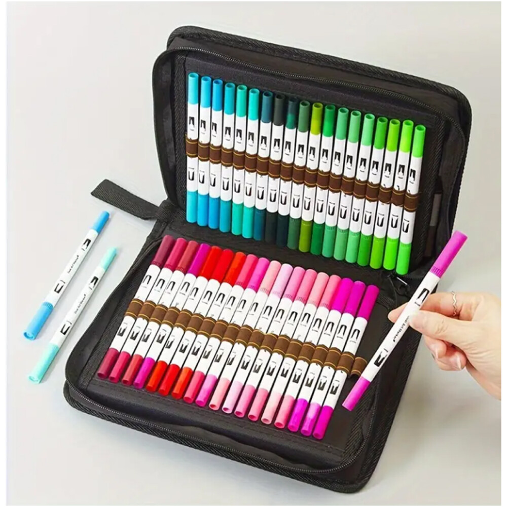 Set De 48 Marcadores Doble Punta Con Estuche Set De 48 Marcadores Doble Punta Con Estuche