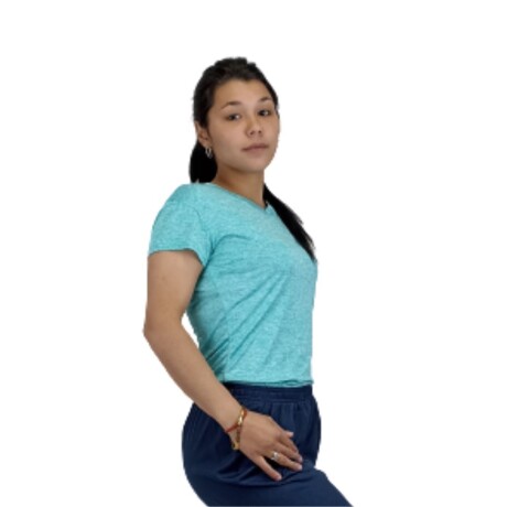 Camiseta Dry Fit Lady Jaspeada Aqua