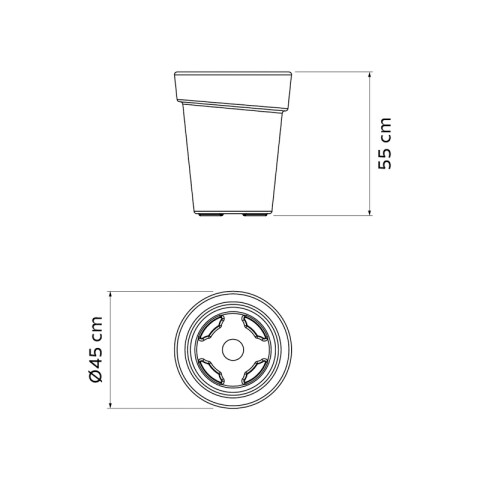 Maceta "GIPSY" Ø45 x 55cm. grafito oscuro -TRAMONTINA TD0296