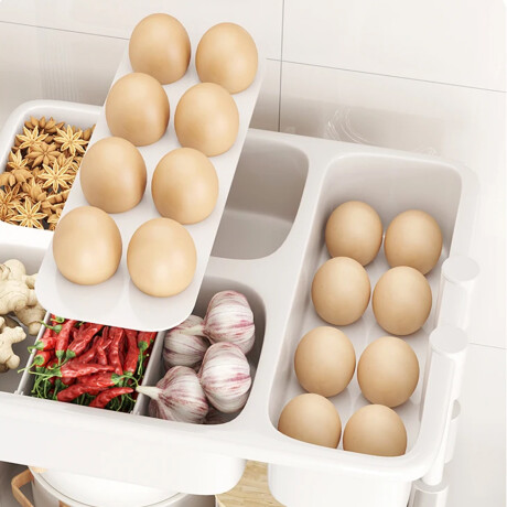 Carro Frutero Organizador de Cocina con 4 Niveles y Ruedas Blanco